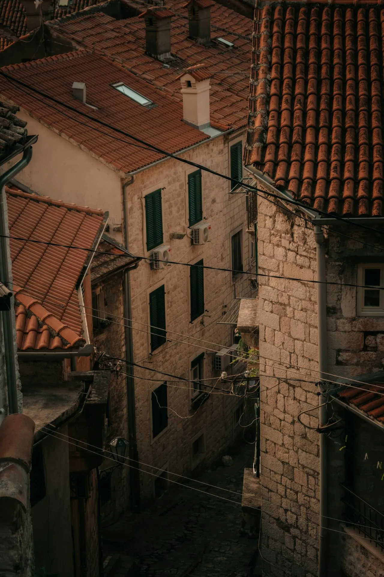 Perast waterfront with islands
